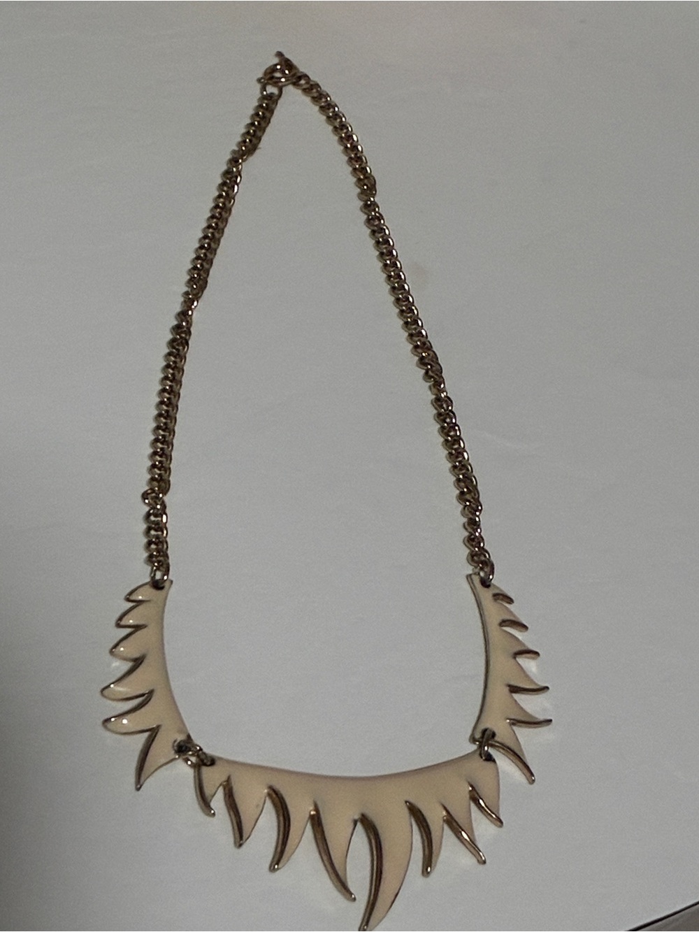 Cream Spike Accent Statement Necklace - Women Jewelry